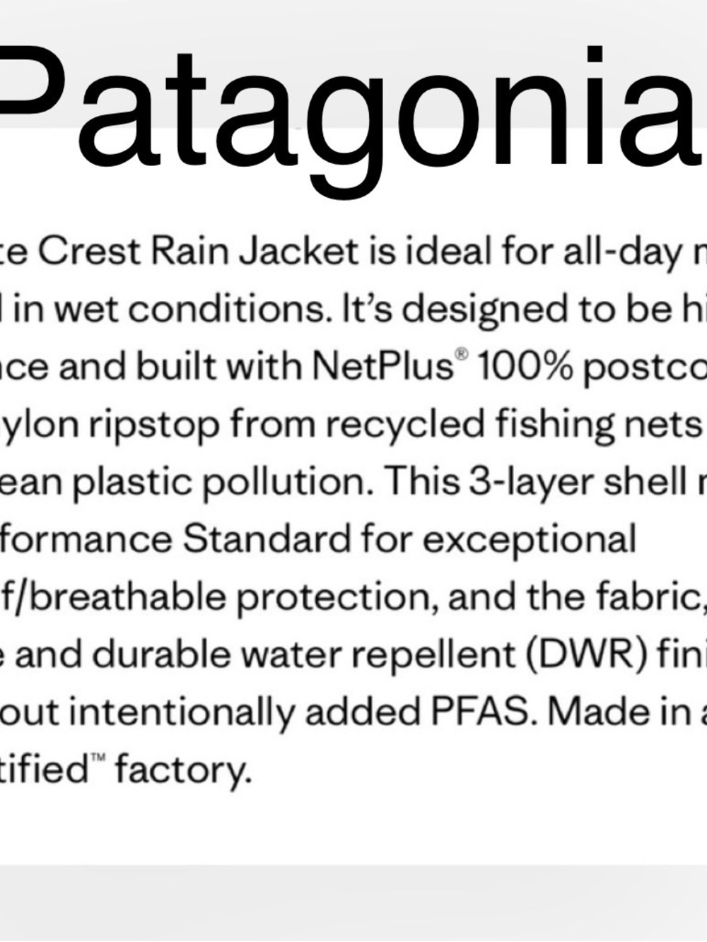 Patagonia Granite Crest  Rain Jacket - size small- New with tags - Picture 8 of 10